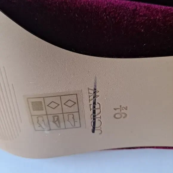 NWOB J. Crew Velvet Bow Tie Heeled Mary Janes Shoes Burgundy Red Womens Size 9.5 - Picture 15 of 16